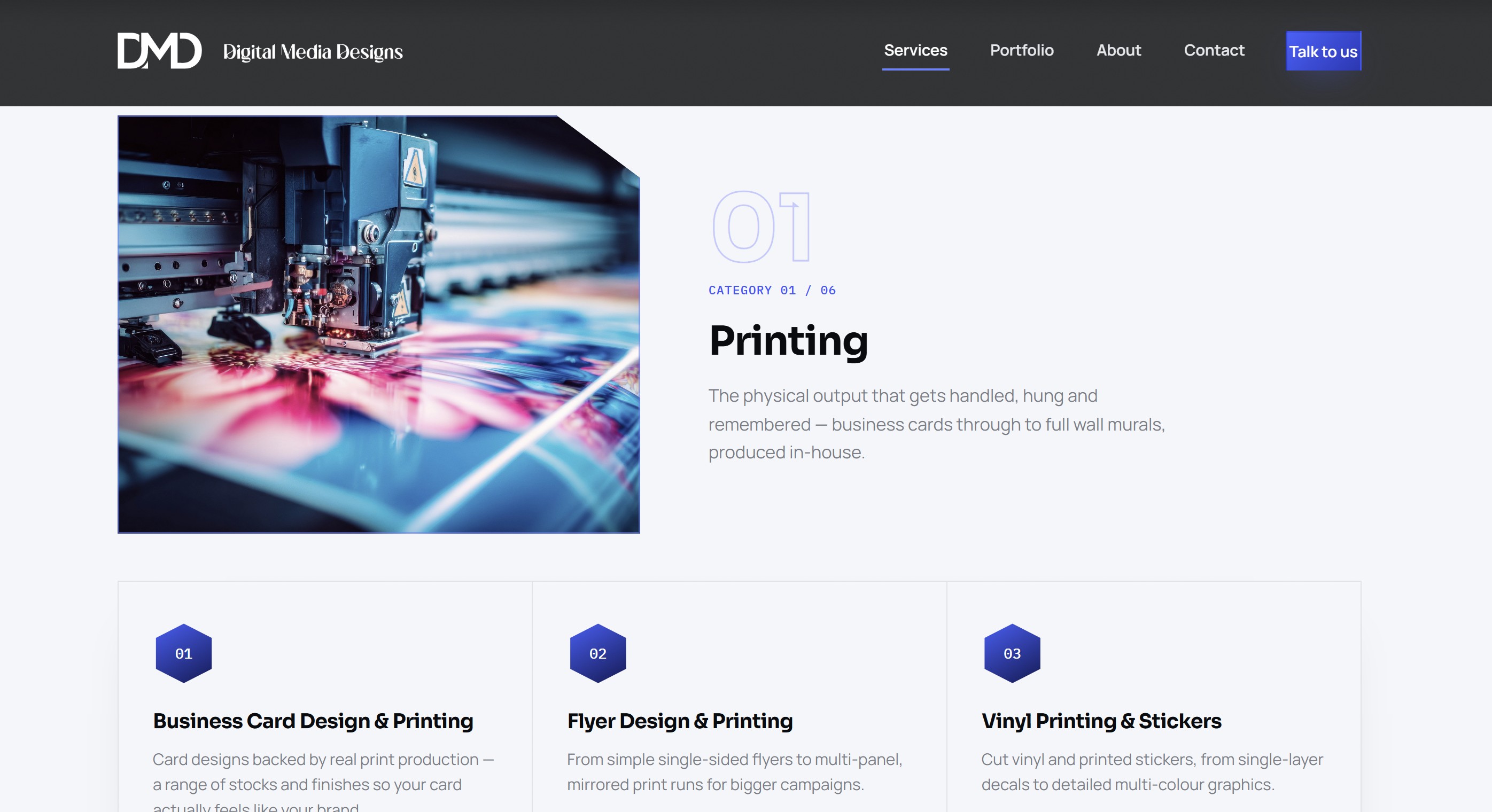Digital Media Designs — services section